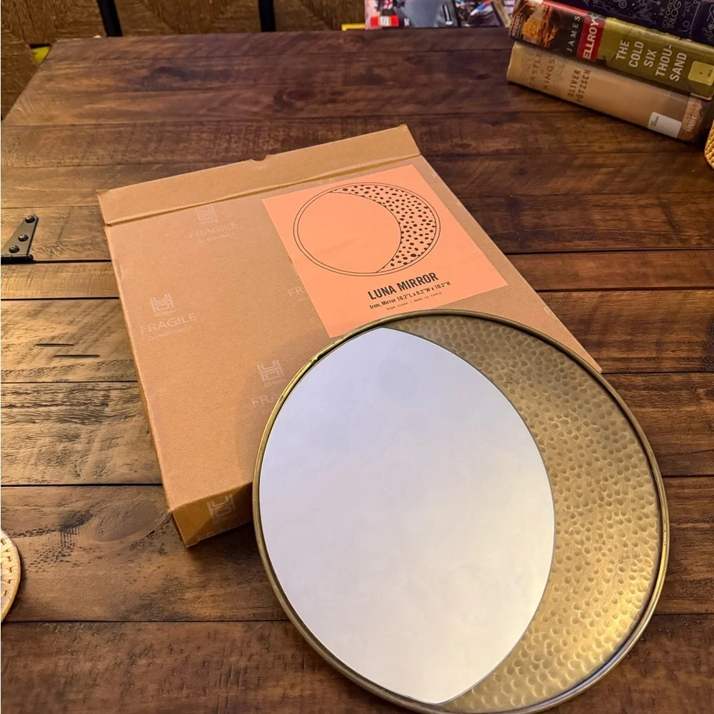 NIB Urban Outfitters Crescent Moon Mirror Brass Hammered Metal - Picture 2 of 4
